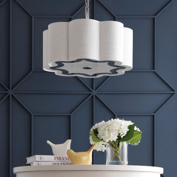 Coquille 20" Adjustable Scalloped Shade Metal LED Pendant - JONATHAN Y